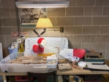 model plane, building supplies and paper cutter