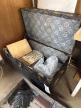 flat top trunk, early postcards, stamp collection, collectible items