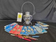 Dressel N.Y.C.S. Railroad lantern with Railroad timebooks