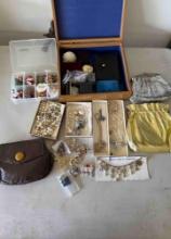 Assorted Costume Jewelry, empty jewelry boxes, vintage purses