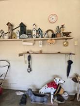 Bird Houses and Dog Planter and Statue