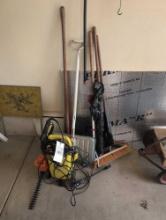 Electric pressure washer, shovels and push broom