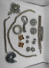 Vintage Rhinestone Jewelry, Bracelets, Earrings, Brooch and more