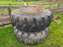 Pair of mounted Radial 23 18.4 R 38 tires
