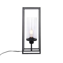 9-Roman - 16.5 Black Iron Table Lamp with Glass Shade