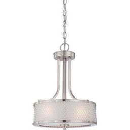 5-Ryan - Hanging Chandelier Light Fixture with Satin Nickel Finish Featuring Metal Wire Mesh Shade