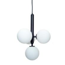 3-Marlow Opal - Black Metal Midcentury Modern Chandelier with 4 Glass Globe Shades