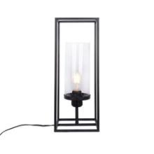 9-Roman - 16.5 Black Iron Table Lamp with Glass Shade