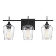 12-Emma - Large Black Metal 3-Light Bathroom Vanity Light with Clear Glass Shades Vanity Sconce