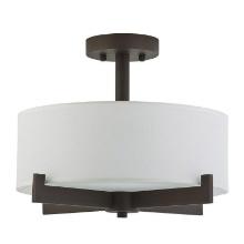 5-Leo - Semi-Flush Mount Ceiling Light with Black Metal Finish with White Fabric Shade