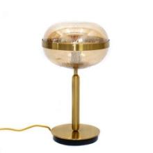 2-Nova Table Lamp - Brass Metal Table Lamp with Amber Raindrop Glass Shade