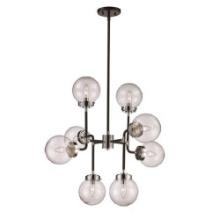 4-Zara - Metal Industrial 8-Light Chandelier with Glass Globe Shades