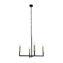 9-Celina 4-Light Large Black Modern Farmhouse Chandelier with Brass