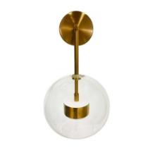 9-Stratford - 8" Minimalist Brass and Clear Glass Wall Sconce