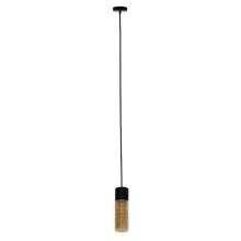 10-Calypso 14" Black and Amber Cylinder Pendant Light