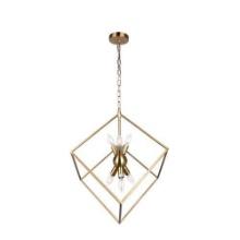 5-Harmony - Modern Square Iron Chandelier in Brass Finish