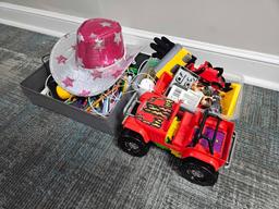 Contents of Kids Room - Adjustable Futon, Small TV Stand, & Toy Assortment