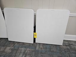 2 Cosco 6 Ft. Folding Plastic Tables with Black Tablecloths