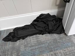 2 Cosco 6 Ft. Folding Plastic Tables with Black Tablecloths