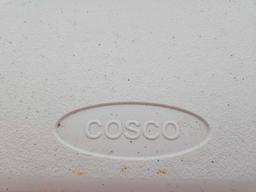 2 Cosco 6 Ft. Folding Plastic Tables with Black Tablecloths