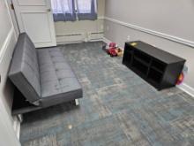 Contents of Kids Room - Adjustable Futon, Small TV Stand, & Toy Assortment