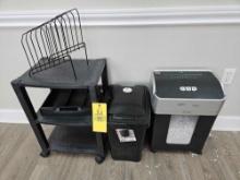 Ativa Paper Shredder, Trash Can, & Small Plastic Cart