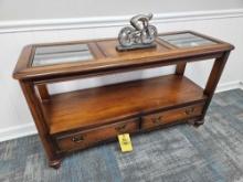 Bassett Glass-Top Console Table w/ Gear Cycler Decoration