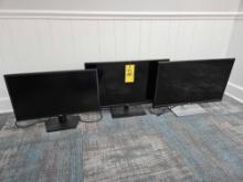 3 Computer Monitors - (2) HP, (1) Dell