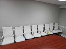 8 White Faux Leather Office Chairs