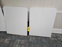 2 Cosco 6 Ft. Folding Plastic Tables with Black Tablecloths