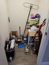 Supply Closet Contents - Vacuum, Cleaning Supplies, Office Decor