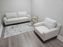 Reception Waiting Area Contents - 76 In. Sofa, Arm Chair, Stand, & Rug