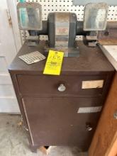 Craftsman bench grinder with cabinet and contents