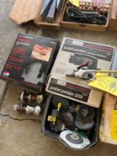 hitch balls, miter box, paint peeler, work mat, ect