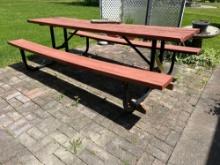 Metal frame picnic table