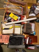 large assortment of misc supplies, lights, sealer, brush, bible