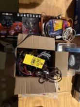 assortment of electronics, drone, dvd vhs player, misc