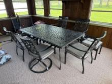 quality 9 peice patio table set with chairs and stools