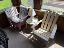 3 patio chairs with stand and lamp