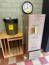 File cabinet, trash can, wood organizer - 1502