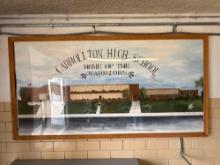 Painted Carrollton High School picture and 3 door display case