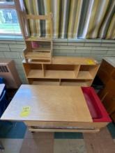 Wood storage cubby, step up stool, and sandbox on casters