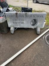 Carrollton high school engraved stone - outside maintenance garage