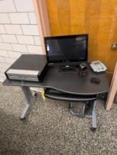 Roll around desk with keyboard drawer, no computer, cafeteria