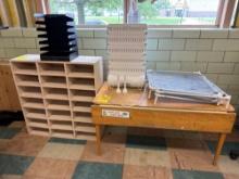 Sand and water table, art racks, hamilton beach art heater, organizers - Rm 1104