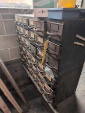 Pair of metal bench top organizers, boiler room