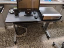 Roll around desk with keyboard drawer, no computer, cafeteria