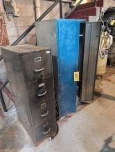 Metal 2 door cabinet and file cabinet, boiler room