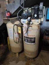 Ingersoll Rand Model SS3 135psi 3hp air compressor with 2 60gal tanks, boiler room