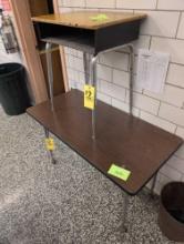 4ft table and knee hole school desk, cafeteria